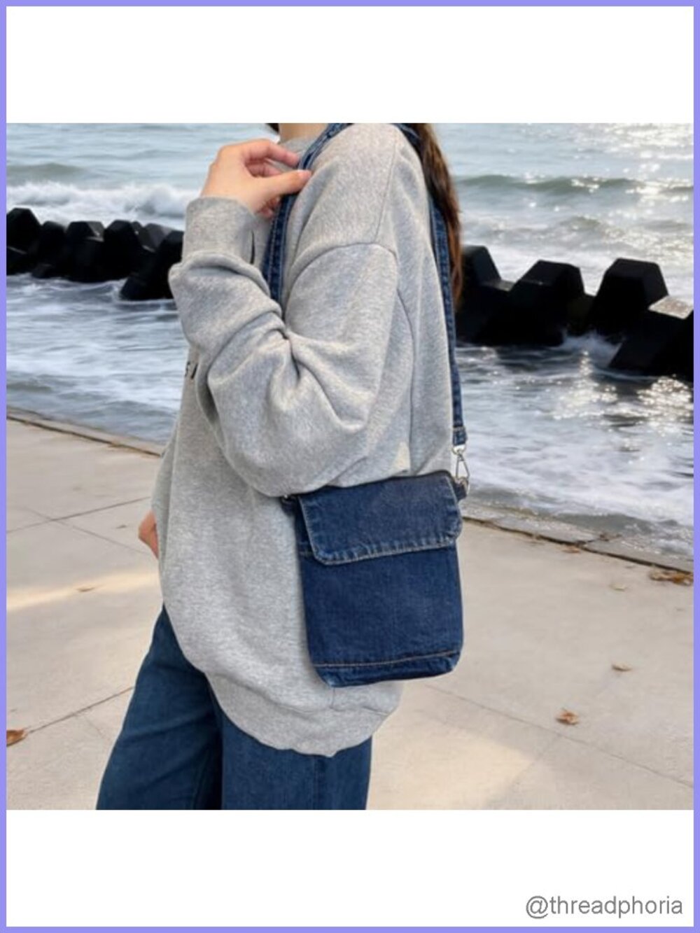 Denim Phone Crossbody Bag Mini Jean Shoulder Purse for Women